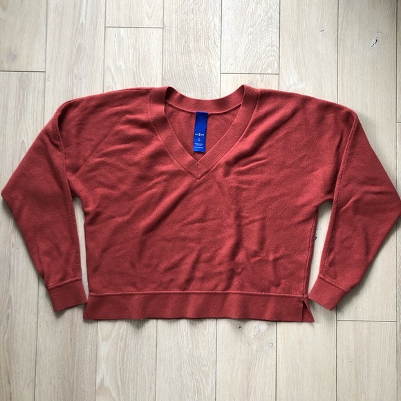 Kit and Ace Merino Wool Blend V Neck Sweater in Burnt Orange Size S - Picture 1 of 10